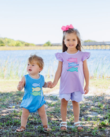 Jellybean Girl's One Fish Two Fish Scallop Short Set - Persnickety Shop
