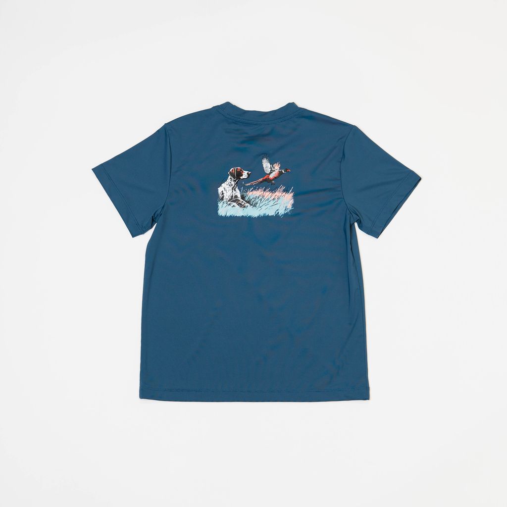 SALTWATER BOYS COMPANY PERFORMANCE POCKET TEE- HUNT SCENE