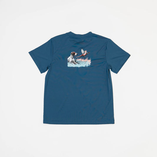 SALTWATER BOYS COMPANY PERFORMANCE POCKET TEE- HUNT SCENE