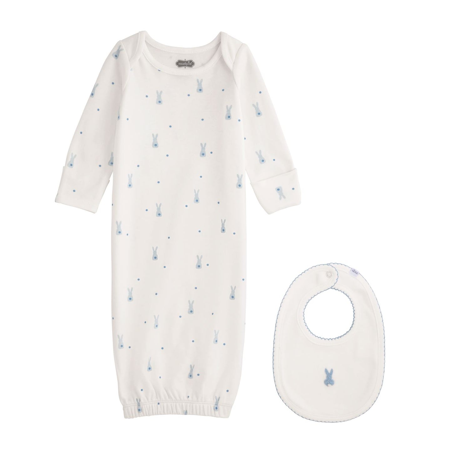 Blue Bunny Gown & Bib Set - Persnickety Shop