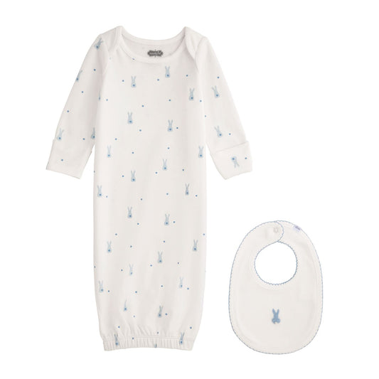 Blue Bunny Gown & Bib Set - Persnickety Shop