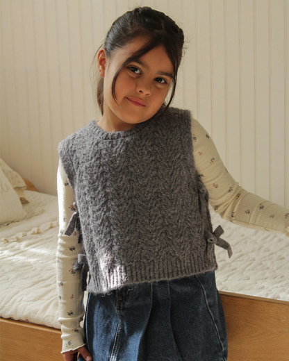 RYLEE + CRU RIBBED LONG SLEEVE NATURAL DITSY