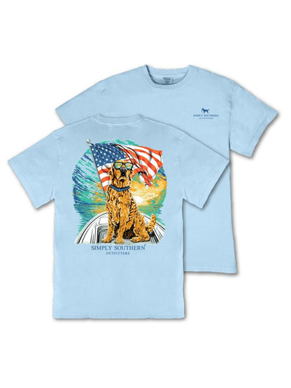Simply Southern Boys Patriotic/Dog on Boat T-Shirt - Persnickety Shop