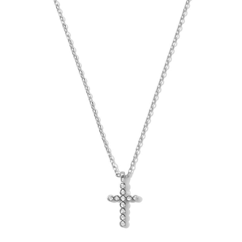 Silver Delicate CZ Cross Pendant Necklace - Persnickety Shop