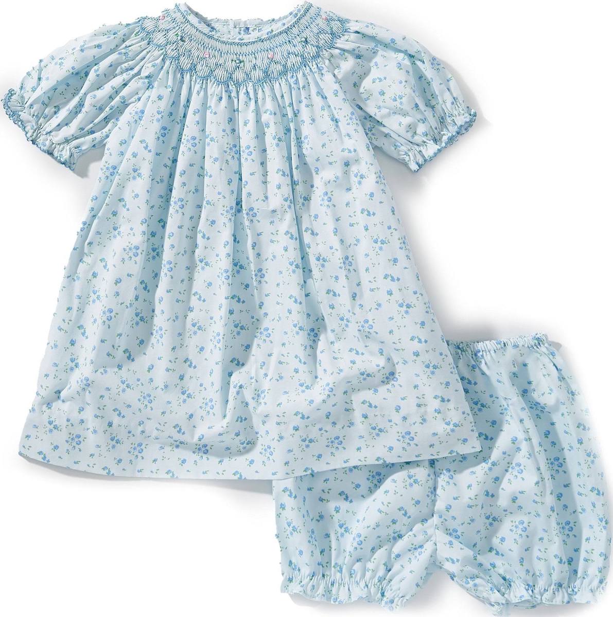 Petit Ami Baby Girls Floral Print Bishop Smocked Dress