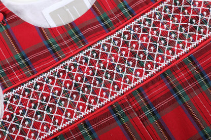 Lil Cactus *Pre-Order* Red and Green Christmas Plaid Smocked Jon Jon