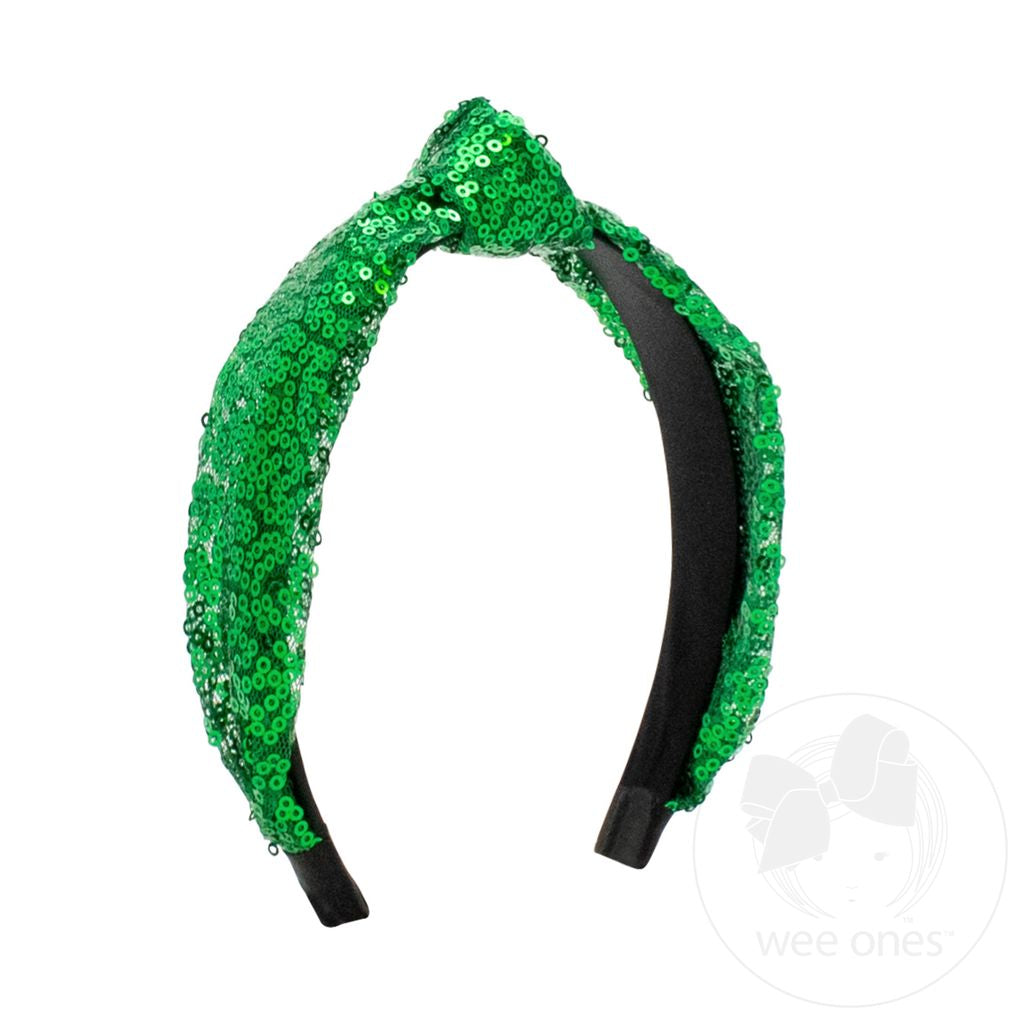 Wee Ones Green Sequin Knot Headband