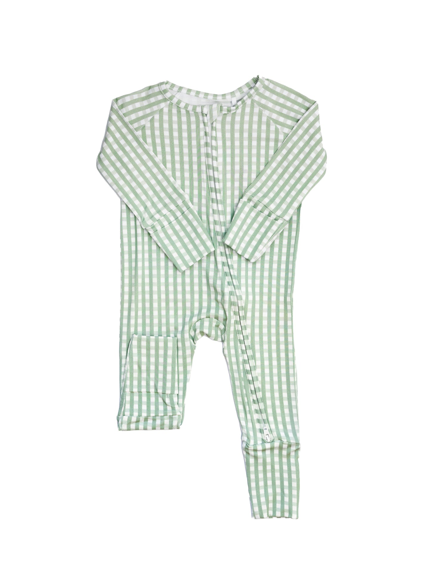 Sleep Romper -Sage  Gingham