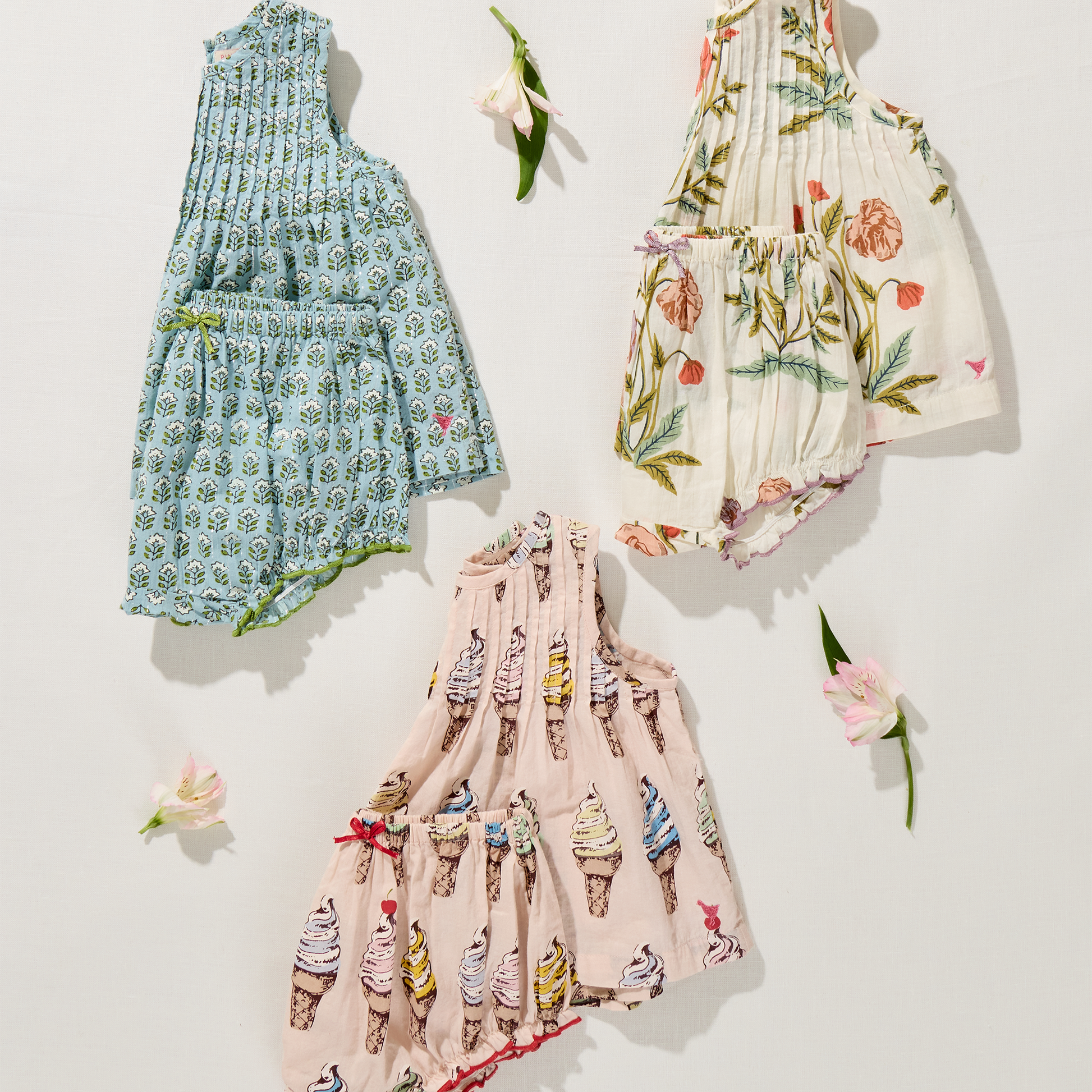 Pink Chicken - Baby Girls Jaipur 2-PC Set - Blue Prairie Block Print - Persnickety Shop