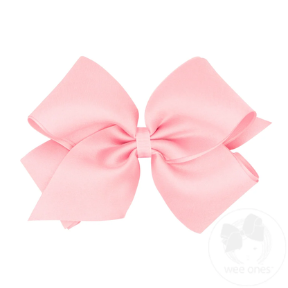 Wee Ones King LIGHT PINK  Crepe Satin with Grosgrain Underlay Hair Bow