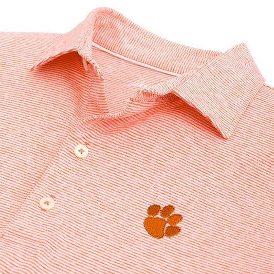 Johnnie-O Clemson Lyndonn Jr. Striped Jersey Performance Polo - Persnickety Shop