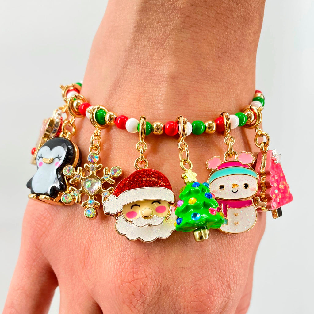 CHARM IT® 4mm Gold Christmas Stretch Bead Bracelet - Persnickety Shop