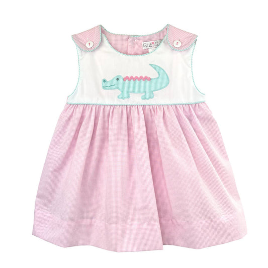 Petit Ami Pink Sundress with Bloomer- Alligator Applique - Persnickety Shop