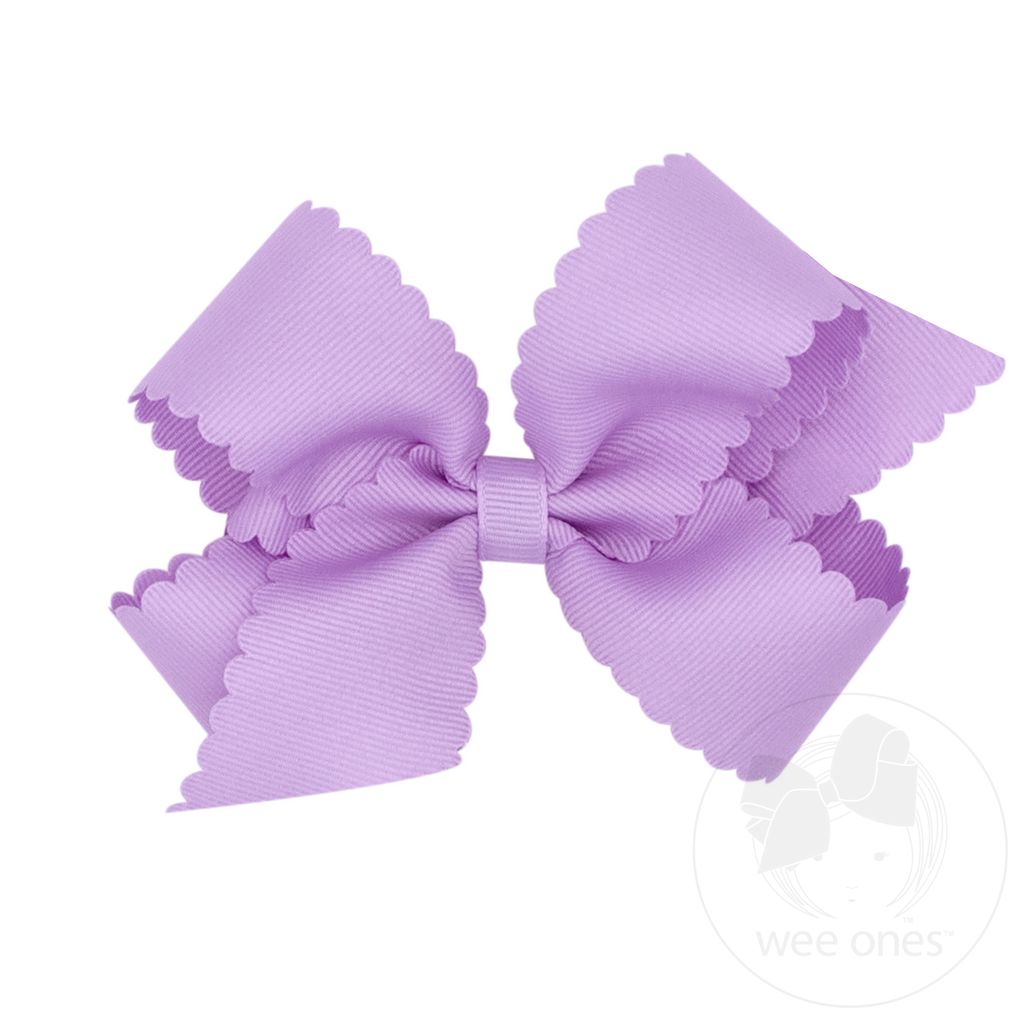 Wee Ones Medium Light Orchid Grosgrain Hair Bow with Scalloped Edge - Persnickety Shop