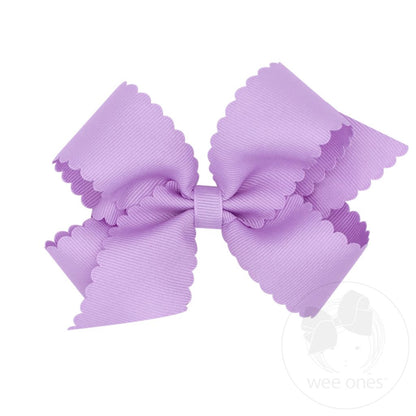 Wee Ones Medium Light Orchid Grosgrain Hair Bow with Scalloped Edge - Persnickety Shop