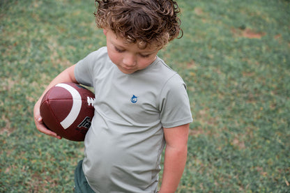 PRODOH Boys' Pro Performance Short Sleeve T-shirt in Sage Green with Football Art