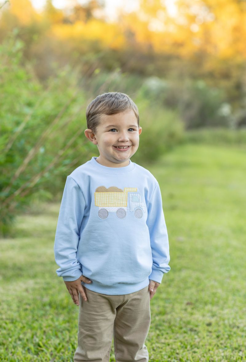 Trotter Street Kids French Terry Pullover- Dump Truck
