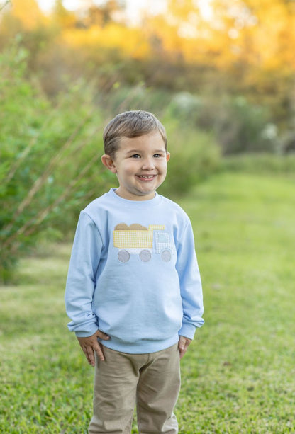 Trotter Street Kids French Terry Pullover- Dump Truck