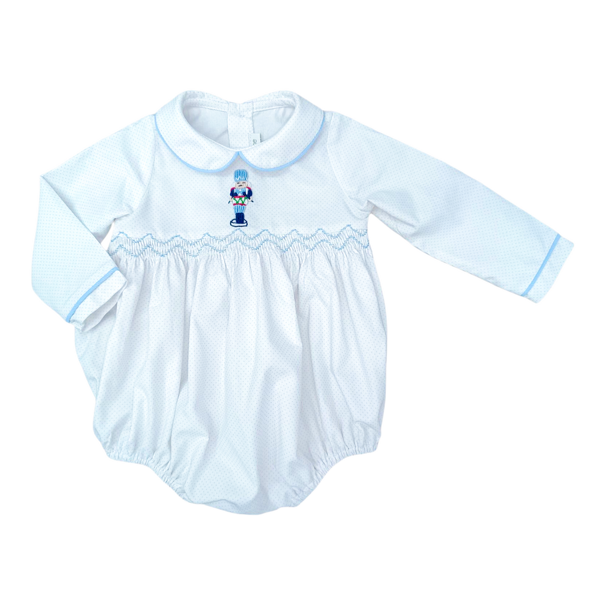 Percy and Tyne DUNCAN BUBBLE - BLUE BITTY DOT CORDUROY W/ NUTCRACKER EMBROIDERY