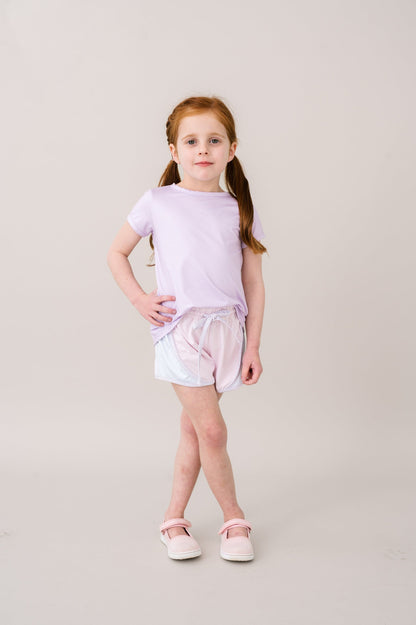 Set Athletics Elise Short - Cotton Candy Pink, Cotton Candy Blue, Petal Purple Ministripe - Persnickety Shop