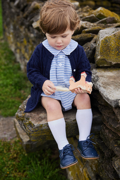 Little English Davant Bubble - Gray Blue Gingham