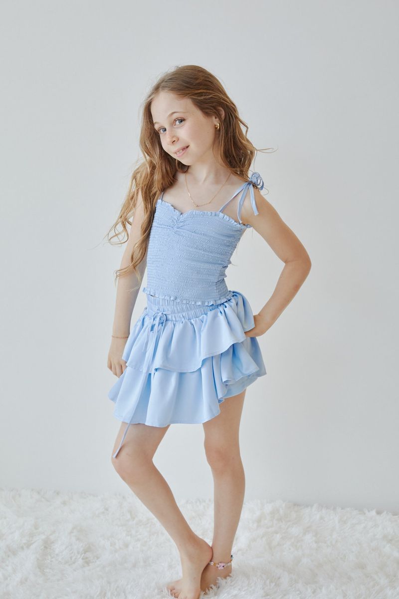 Willow Pastel Blue Satin Skort - Persnickety Shop