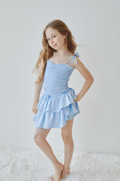 Willow Pastel Blue Satin Skort - Persnickety Shop
