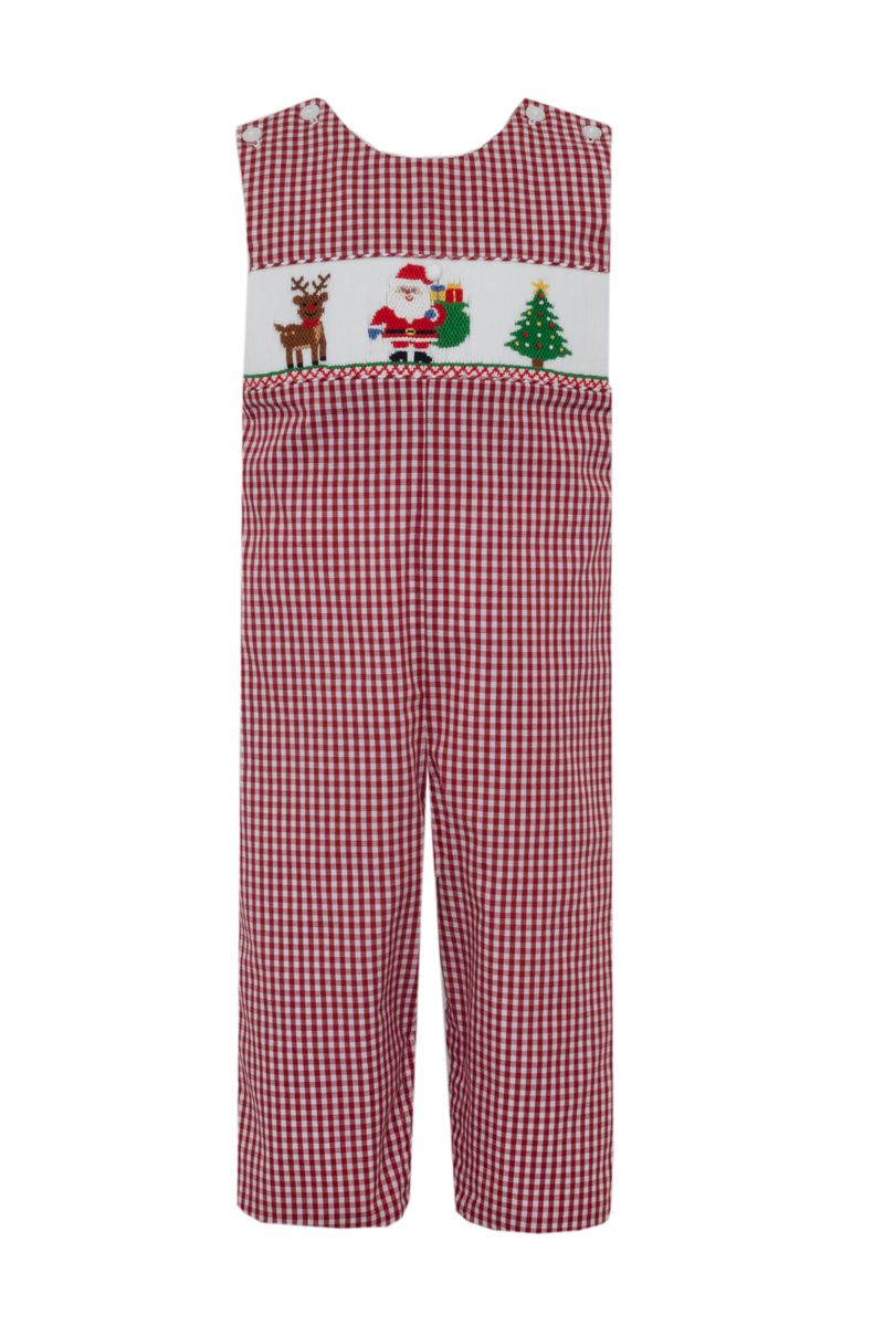 Anavini  *PRE-ORDER * SANTA BOY´S - Red gingham boy's long jon jon