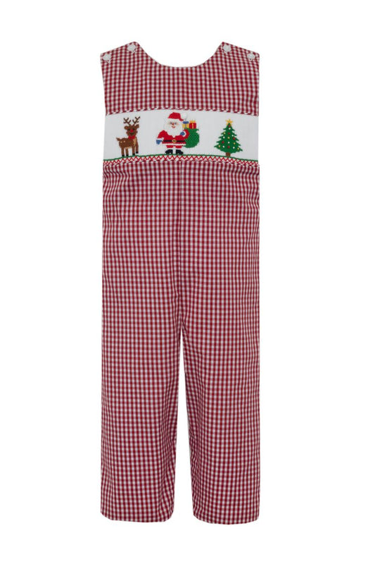 Anavini  *PRE-ORDER * SANTA BOY´S - Red gingham boy's long jon jon
