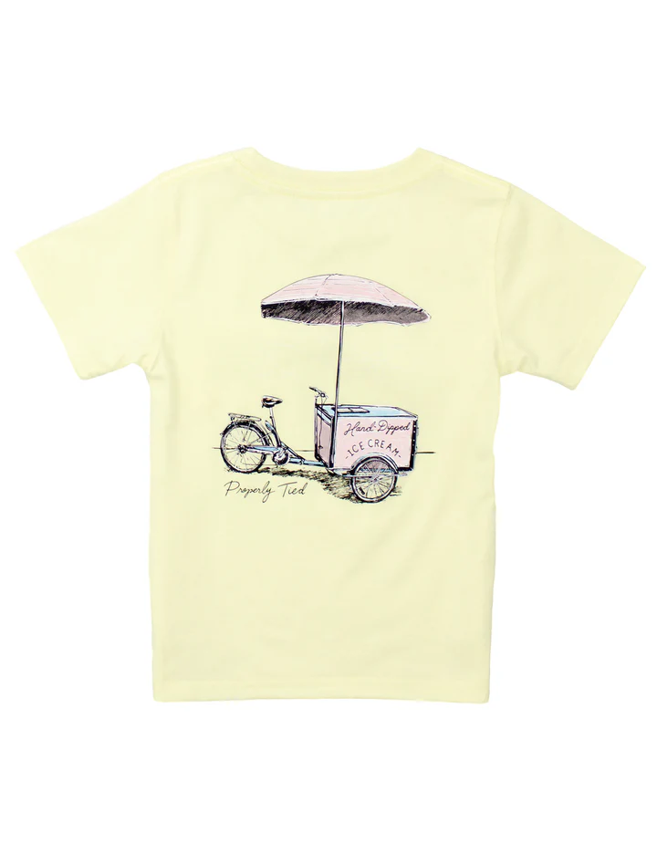 Properly Tied Girls Ice Cream Cart Short Sleeve Tee – Light Yellow - Persnickety Shop