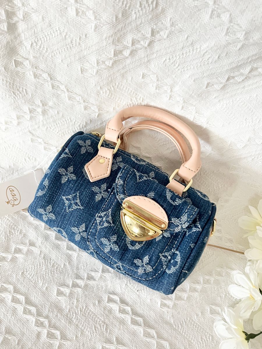 Denim Printed Speedy Bag