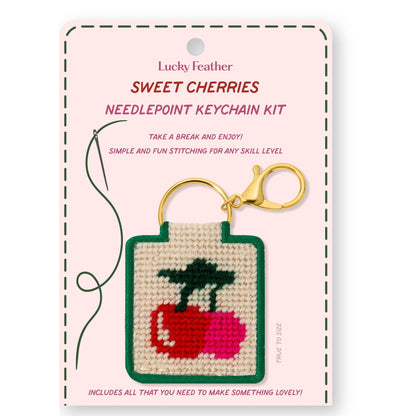 Lucky Feather Beginners Needlepoint Keychain Kit