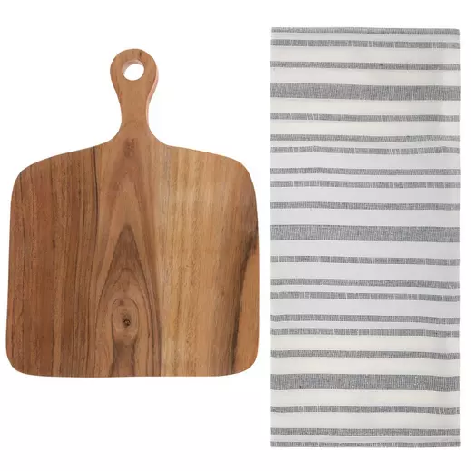 Striped Kitchen Towel & Cutting Board