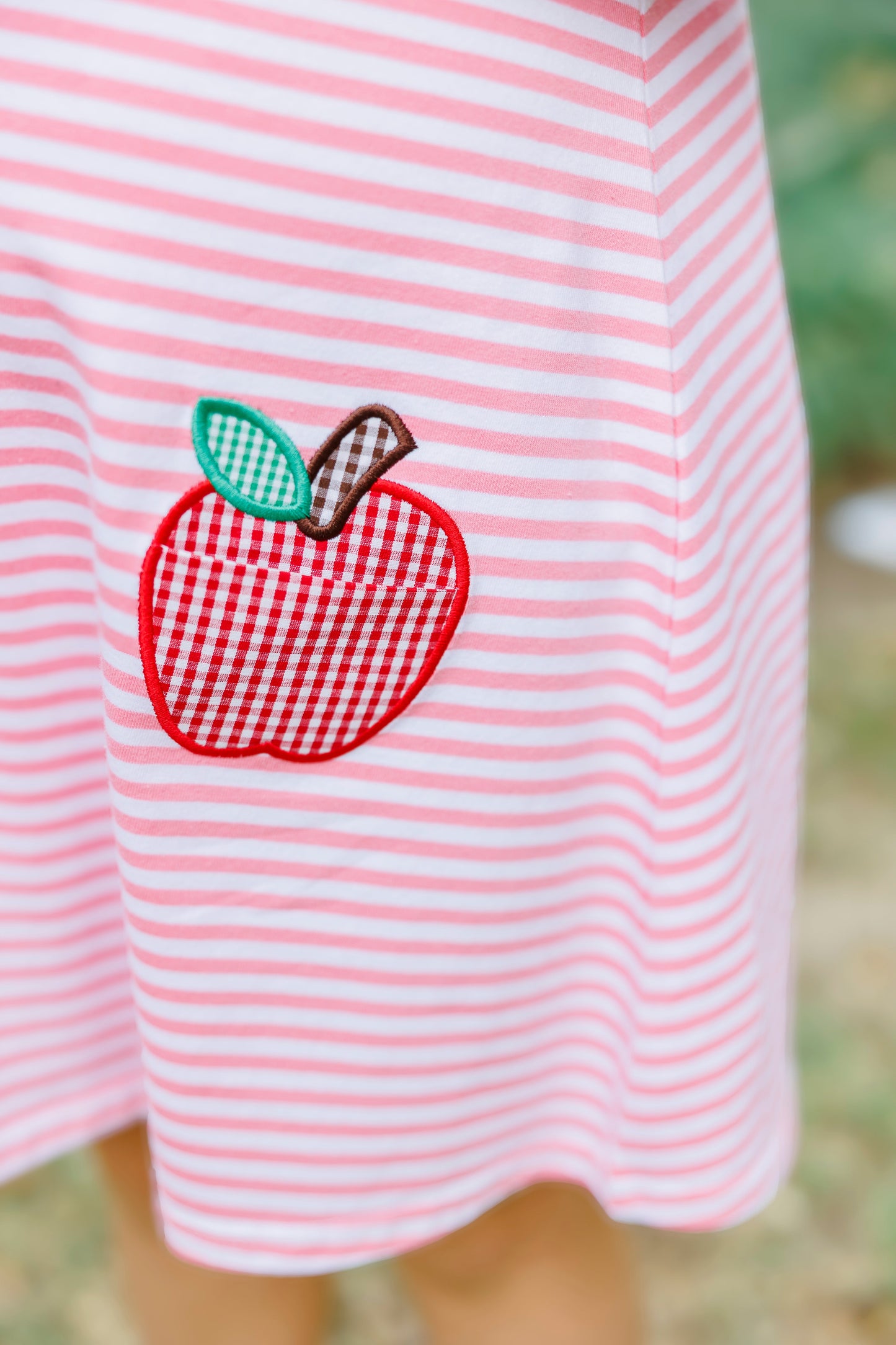 Apple Pocket Applique Dress  by Jellybean Smock Candy - Persnickety Shop