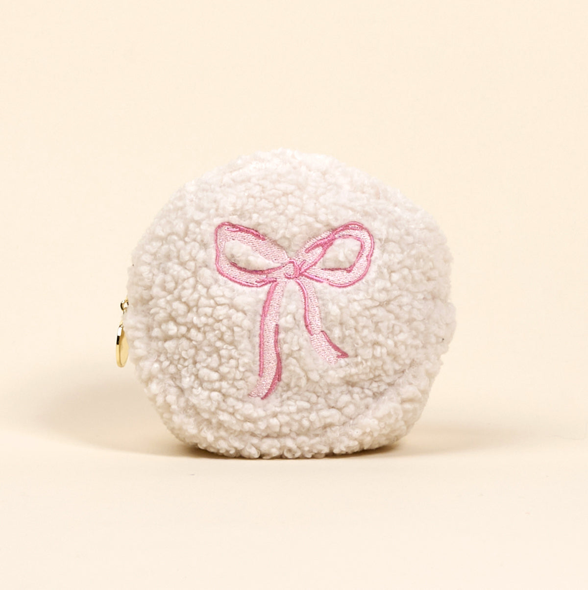 Circle Bow Pink Teddy Pouch - Persnickety Shop