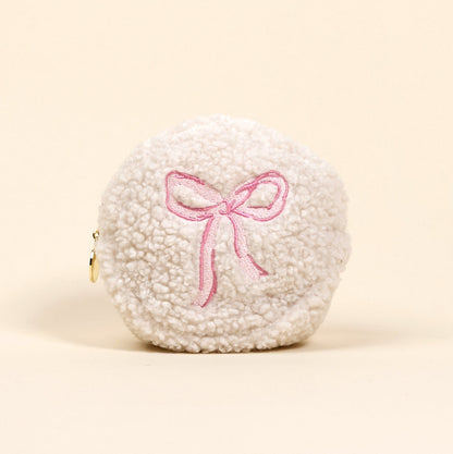 Circle Bow Pink Teddy Pouch - Persnickety Shop