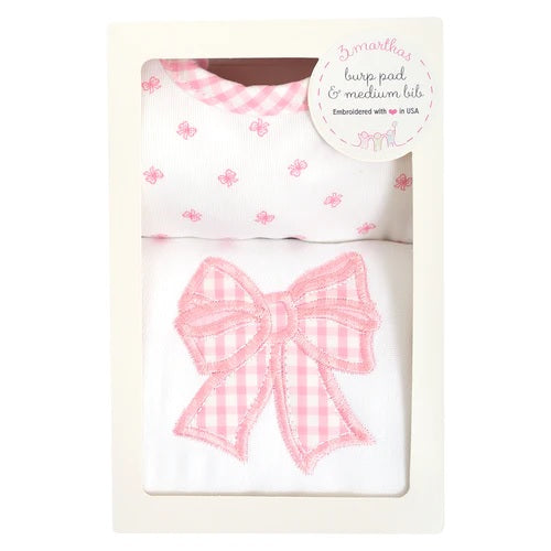 3 Marthas Bib & Burp Box Set - Pink Bow