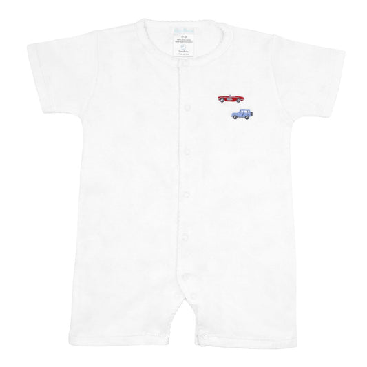 LYDA BABY SUMMER CARS Embroidery Boy Romper - Persnickety Shop