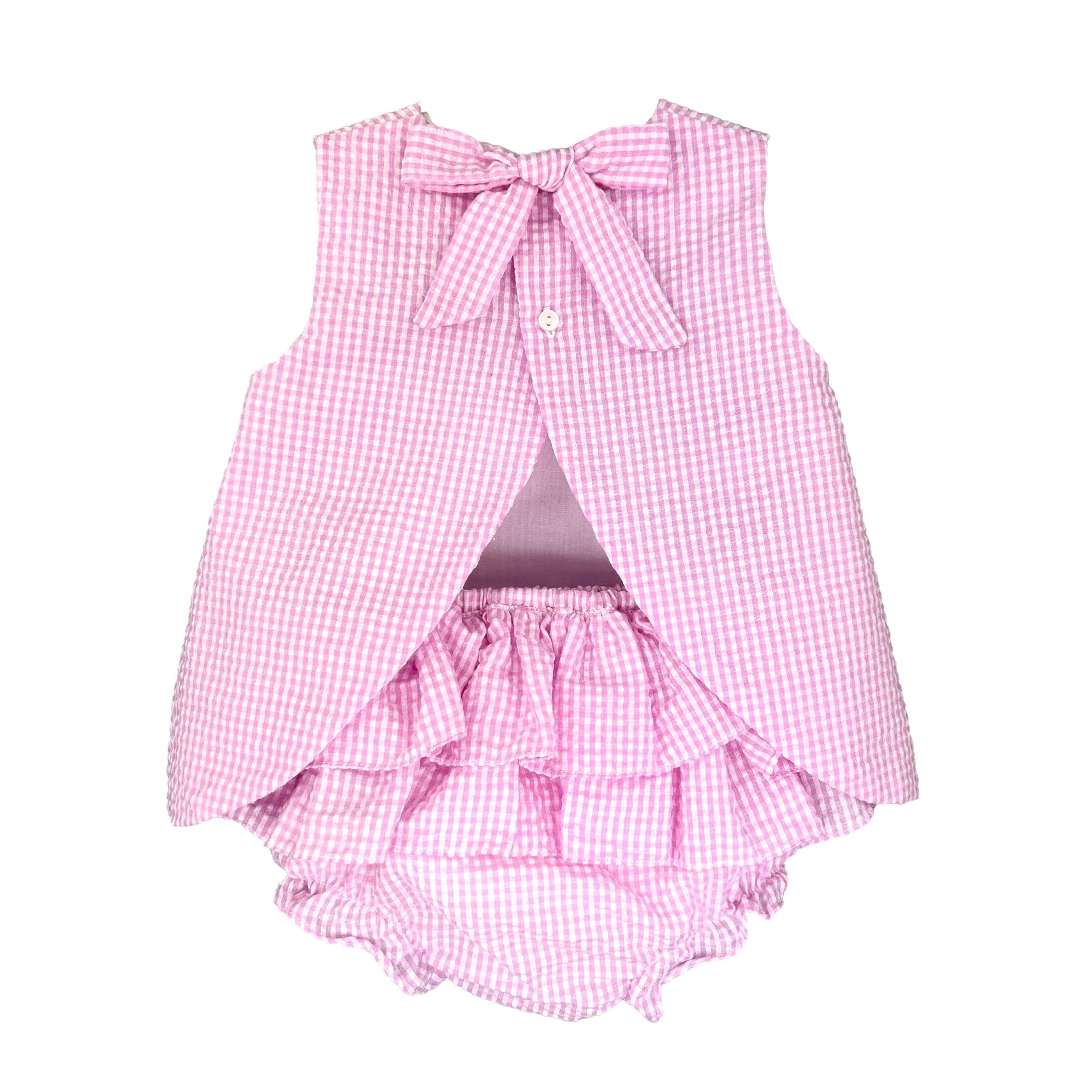 Petit Ami Pink and White Popover Top with Ruffle Bloomer - Persnickety Shop