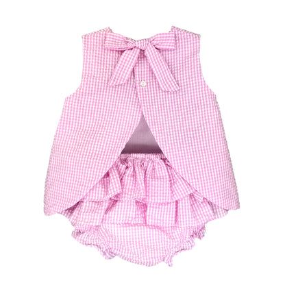 Petit Ami Pink and White Popover Top with Ruffle Bloomer - Persnickety Shop