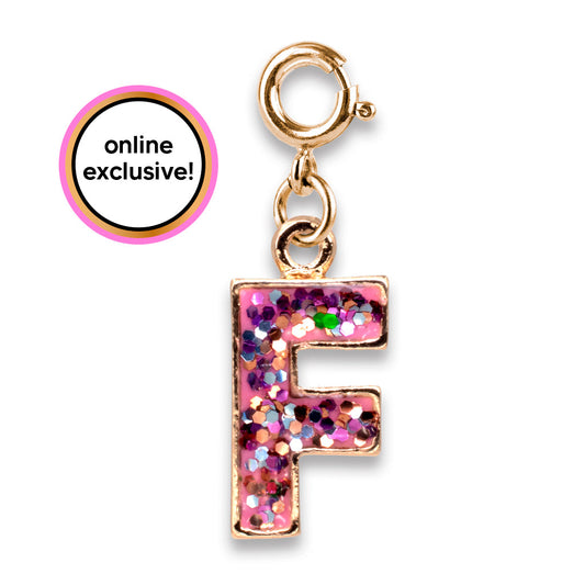 CHARM IT! Gold Pink Glitter Letter F Charm - Persnickety Shop
