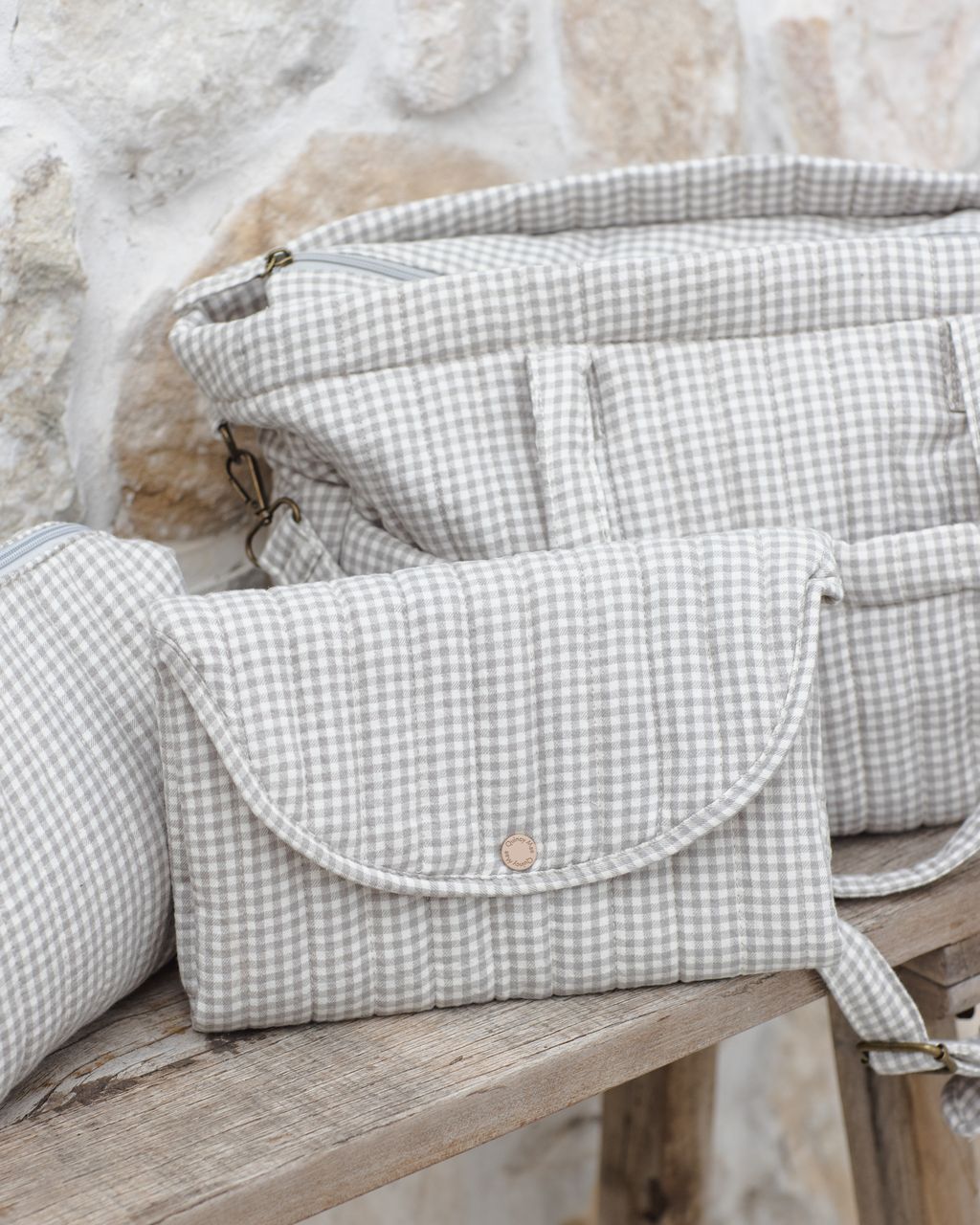 Diaper Bag + Changing Mat || Sage Gingham - Persnickety Shop