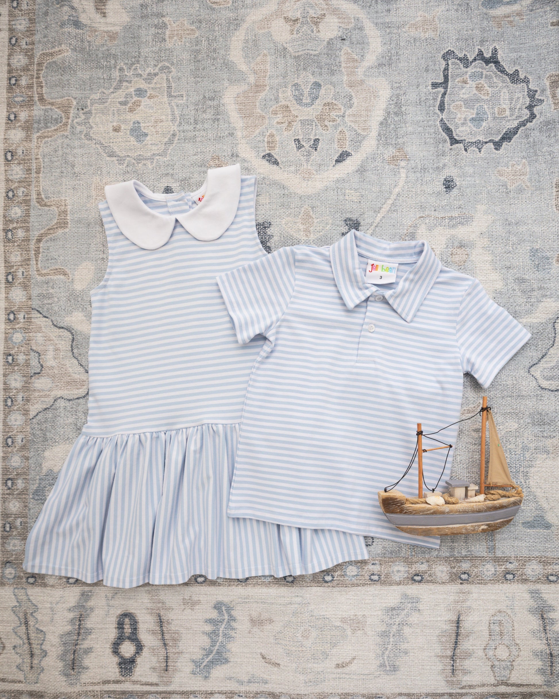 Jellybean Georgia Dress- Light Blue Medium Stripe - Persnickety Shop
