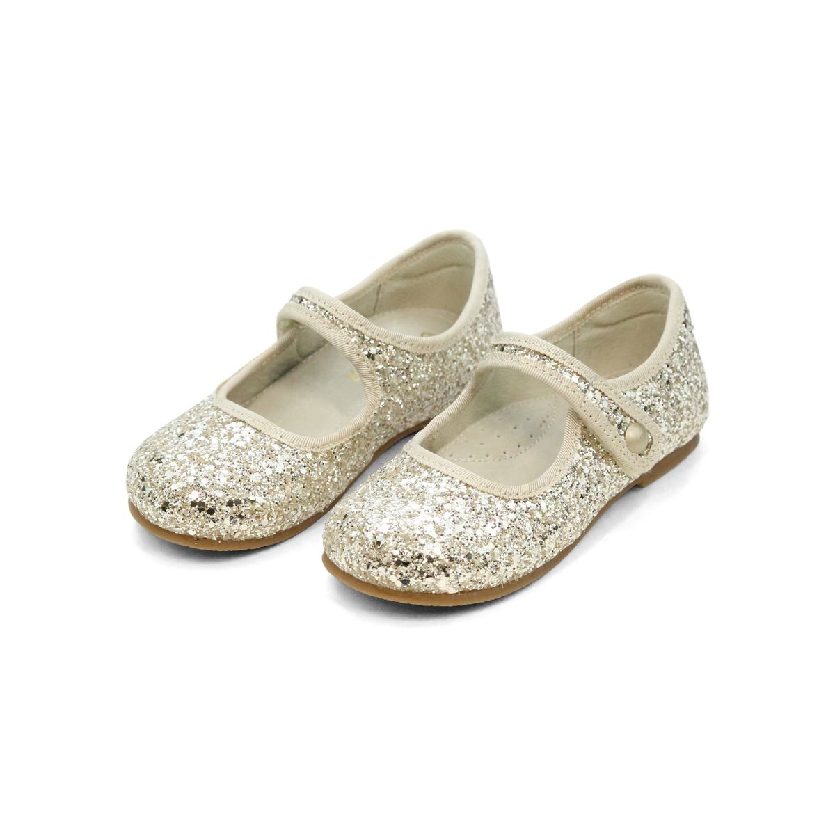 L'Amour GIRLS Renata Special Occasion Flat GLITTER LIGHT GOLD