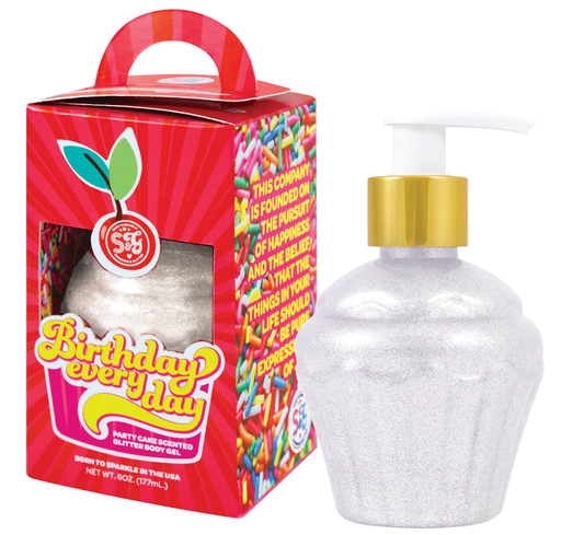 Birthday Everyday Party Cake Scented Holo-iridescent Glitter Body Gel 6 oz. - Persnickety Shop