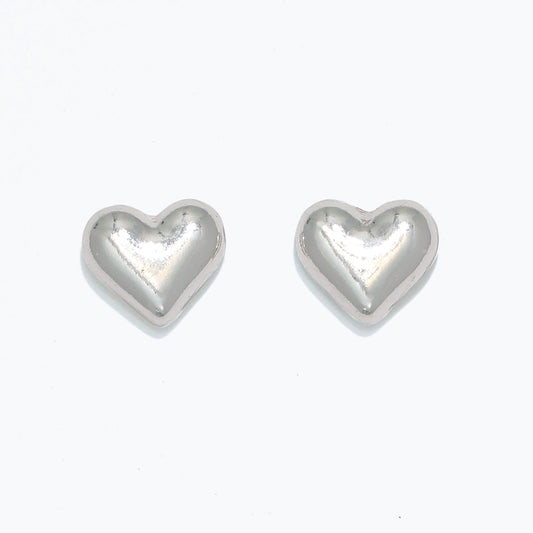 Earrings-Polished Silver Heart