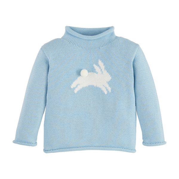 BLUE BUNNY ROLLNECK SWEATER