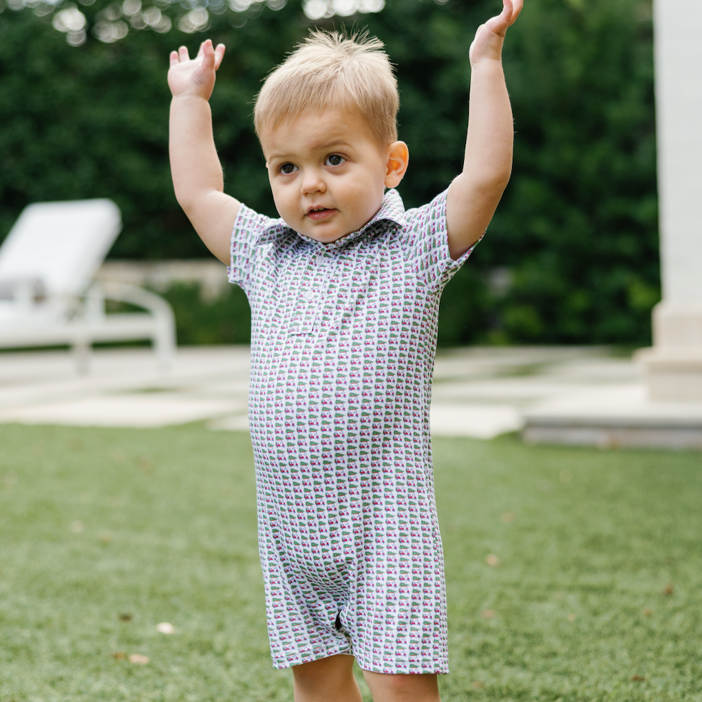 Lila and Hayes Tripp Boys' Polo Shortall - Christmas at the Club