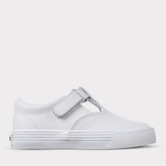 OOMPHIES KHLOE GIRLS T-STRAP HOOK & LOOP SHOE WHITE