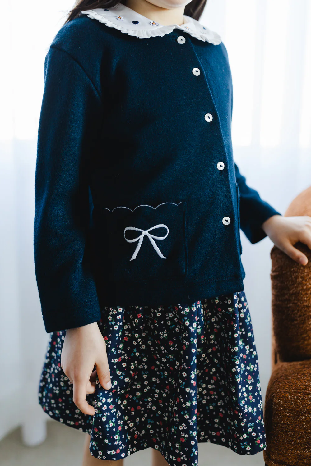 Sal & Pimenta Navy Pocket Bows Cardigan - Persnickety Shop